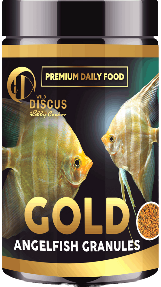 Gold Angelfish GranulesGold Angelfish Granules Complete extruded fish food for all species of Angelfish and rest of ornamental fish. Highly digestible, soft, not tempering water and not disintegrating. The food is rich in essential vitamins and minerals t
