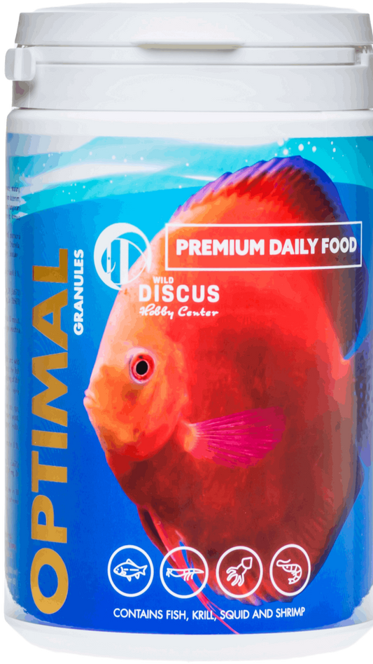 Optimal GranulesOptimal Granules Premium Daily Food Perfectly balanced feed for the health, apprearance and color of your fish. Extruded feed mix for all ornamental fish, recommended for discus and angelfish, both for domestic and wild forms (no animal pr